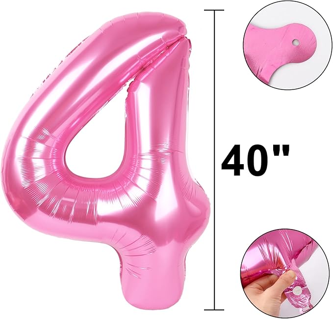40 Inch Pink Number 24 Digital Balloon,Jumbo Mylar Foil Helium Balloon for 24 Balloons for Birthday Party,Wedding Anniversary Party Decorations