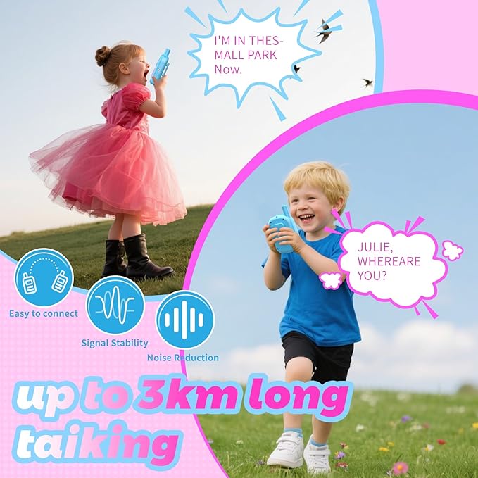 Walkie Talkies for Kids 3 Pack,3 Miles Family Walky Talky Children Radio Long Range,22 Channels Kids walkie talkies with VOX Function,3-12 Years Old Boys Girls Xmas Birthday (Blue 001)