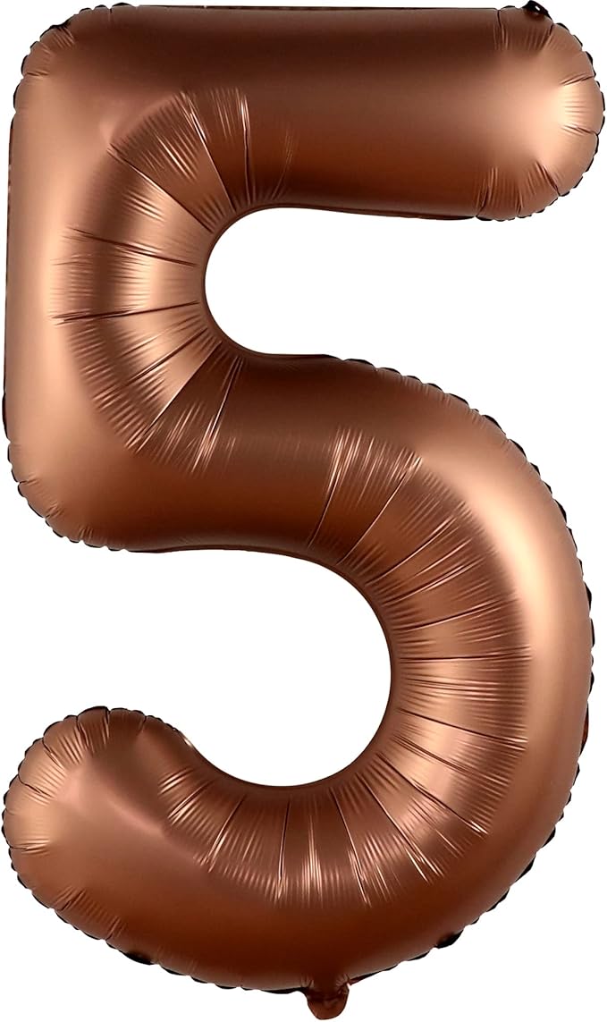 KatchOn, Coffee Brown Number 5 Balloon - Huge, 40 Inch | Number 5 Brown Ballon for 5th Birthday Decorations | Safari 5 Balloon | 5 Coffee Balloons for 5th Birthday Decorations Girl