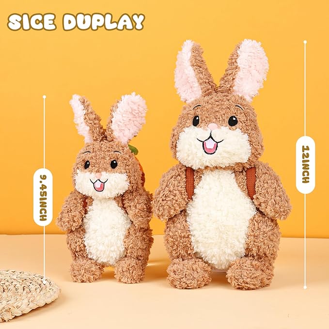 PuffPop-Rabbit Plush Toys, Cute Rabbit Plush Toys, Rabbits Carrying Radishes, Gifts for Children, Easter Rabbit Gifts (8-inch)