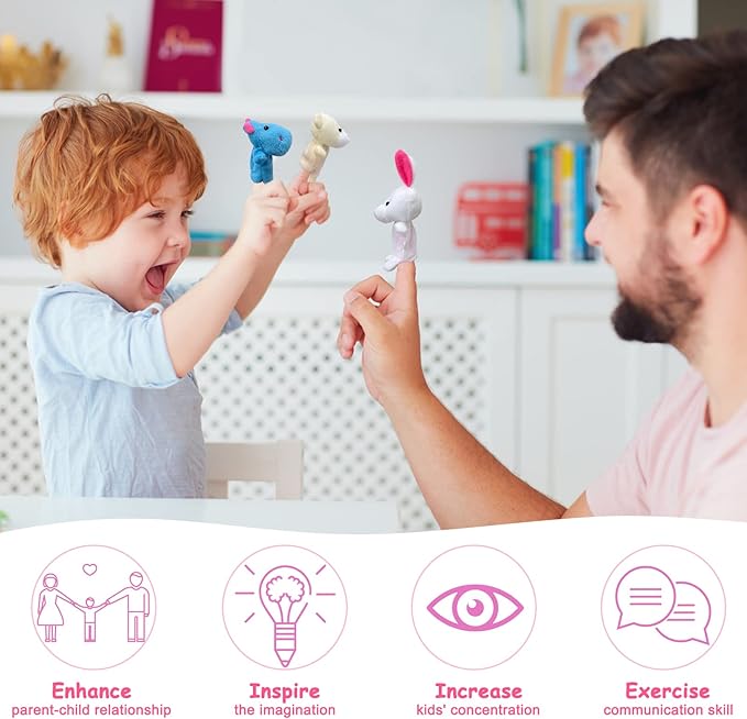 22 pcs Plush Animals Finger Puppet Toys - Mini Plush Figures Toy Assortment for Kids, Soft Hands Finger Puppets Game for Autistic Children, Great Family Parents Talking Story Set