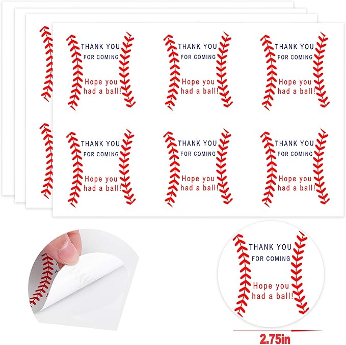 SamPartyShop 24 Pack Baseball Party Candy Favor Bags with Stickers, Baseball Themed Birthday Party Supplies