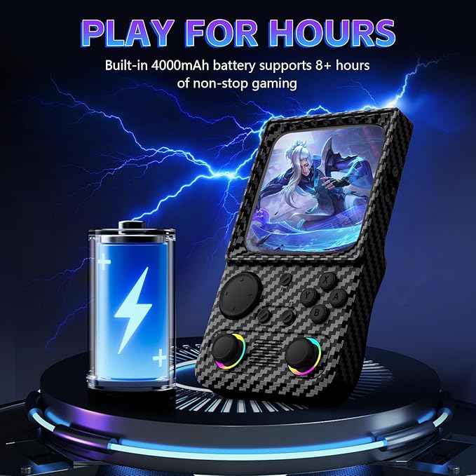 R36TMAX Retro Handheld Game Console, 4 Inch IPS HD Screen Retro Gaming Console,Supports WiFi Networked Fighting and OTG,Compatible with a Large Variety of Classic Games,Built-in 64G,Charcoal Black