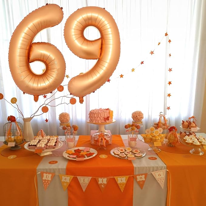 Foil 8th Birthday Number Balloon, Large Orange Helium 8 Balloons Decor, 40 Inch Self Inflating Number 8 Balloons for Kids Boys Birthday Party Anniversary Celebration Wedding Party Decorations Supplies