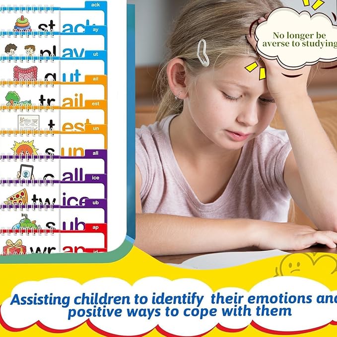 30 Read Word Families Learn to Read Flash Cards Set, Phonics and Sight Words with Activity Book, Read and Rhyme Flip Activity Book,ABC Vocabulary Flashcards Reading Games