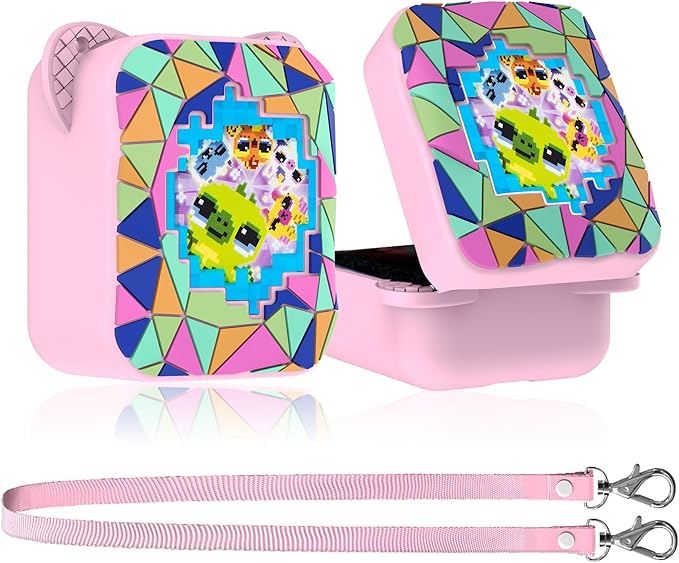 Silicone Case for Bitzee Magicals Interactive Toy, Protective Sleeve 2 in 1 Cover + Lanyard for Bitzee Magicals Interactive Toy Electronic Pets Accessories - Pink