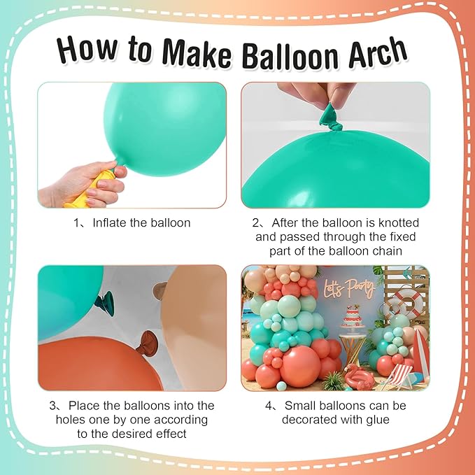 Hawaii Balloons Arch Kit, Tropical Balloon Garland with Orange Teal Blue Balloons for Birthday Decorations, Baby Shower Tropical Hawaii Magic Theme Luau Tiki Party Supplies