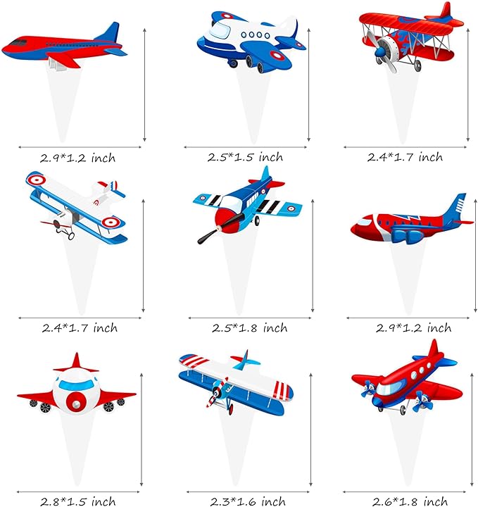 Airplane Cupcake Toppers Airplane Birthday Party Decorations 48PCS Plane Cupcake Picks Aircraft Helicopter Cake Decor for Aviation Theme Pilot Baby Shower Birthday Party Supplies