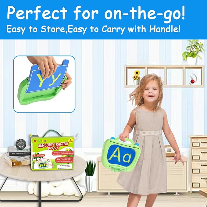 Preschool Sensory Learning Activities for Kids: Reusable Letters & Numbers Tracing Pad for Kids Ages 3-5 - ABC Handwriting Practice Sensory Toys for Preschool Kindergarten Toddlers 3 4 5 Years Old