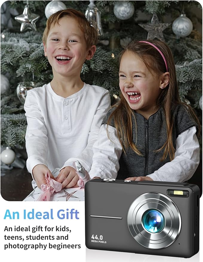 Digital Camera, FHD 1080P Point and Shoot Camera with 16X Zoom Anti Shake, Compact Small Portable for Boy Girls(Deep Black)