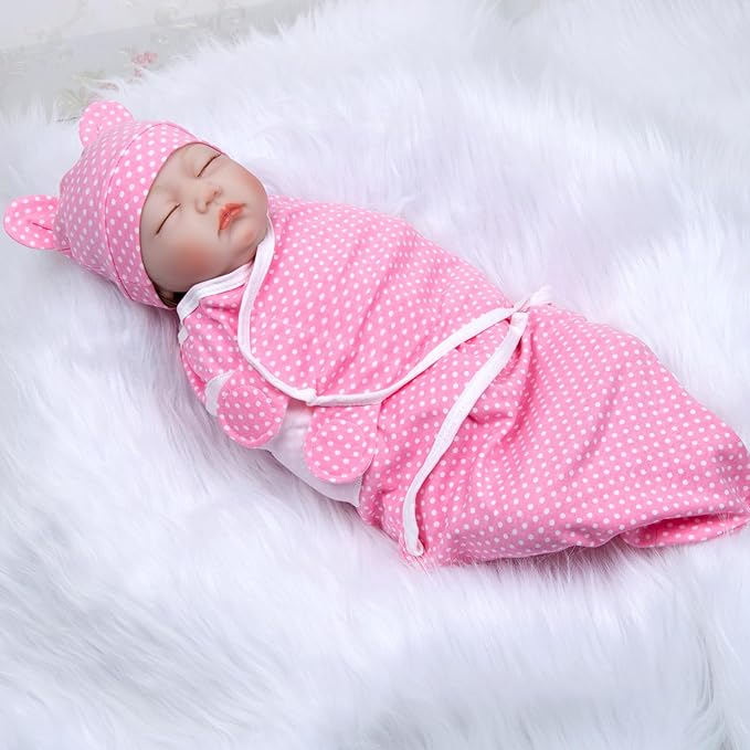 Reborn Baby Doll Clothes Accessories for18-20 Inch Baby Doll Girl Pink Polka-Dot Swaddling Blanket