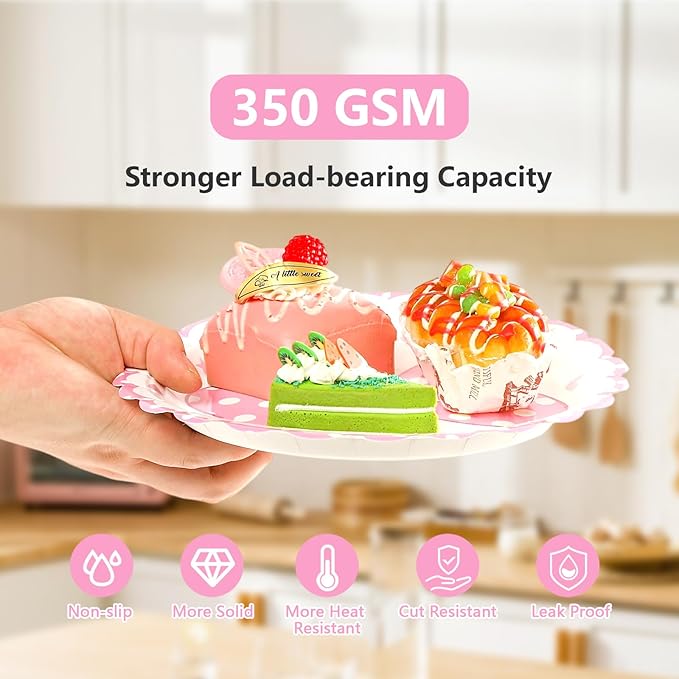 96Pcs Cartoon Mouse Party Decorations Cute Mouse Birthday Paper Plates and Napkins Tableware Sets Pink and Purple Bows Themed Decor for Girls Holiday Birthday Party Supplies Serves 24
