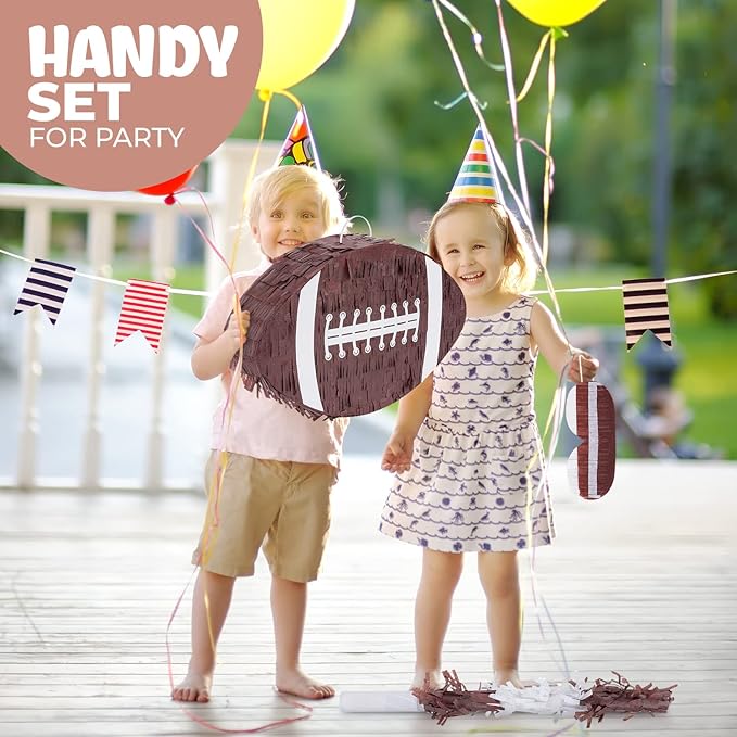 Football Pinata Bundle with a Blindfold and a Bat (16 x 10 x 4 Inches), Football Pinata for Boys, Perfect for Birthday Party, Sport Theme Party, Decoration