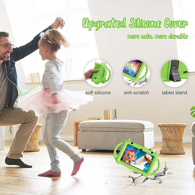 7 inch Tablet for Kids 2-10, Educational Learning Toddler Tablet Android 12 with Shockproof Case, 2GB RAM+32GB ROM, Parental Control, Dual Camera, Gift for Boy Girl