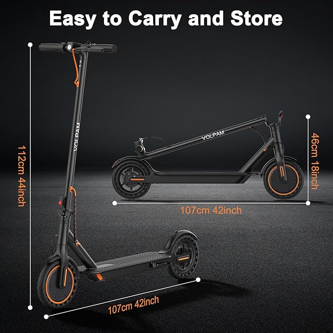 VOLPAM Electric Scooter, 350W/500W Powerful Motor, 8.5"/10" Solid Tires, 19/21Mph, 28/23/21/16 Miles Max Range, Dual Braking