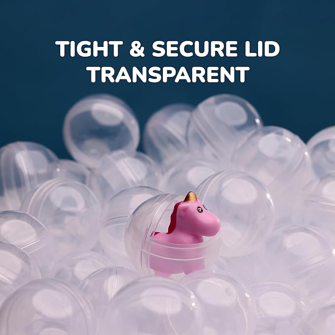 Capsule Vending Machine Round 100 pcs 1.1 inch - Gumball Machine Capsules Bulk Clear Container - Easter Basket Stuffers Birthday Gifts Pinata Stuffers DIY Craft Supplies - Clear Capsules Empty