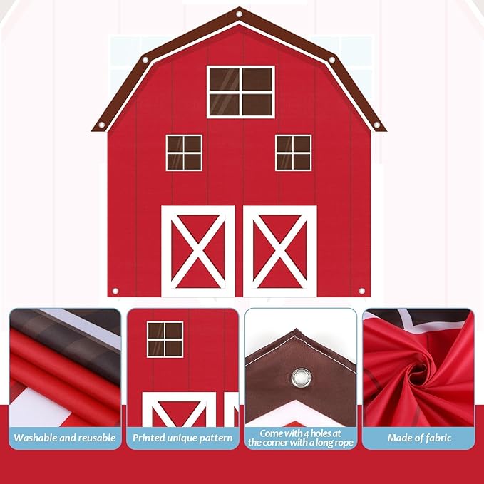 Farm Animals Party Decoration Set Farmhouse Backdrop Cow Balloon Garland Arch Kit Farm Theme Balloons Photo Booth Photography Background Decor for Halloween Birthday Kids Baby Shower Party Supplies