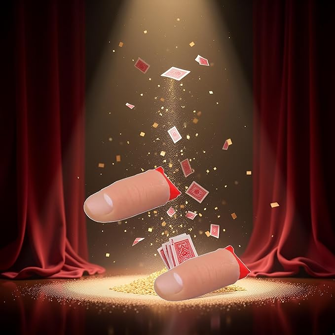 2Pcs Thumb Tip Magic Tricks, Fake Thumb Tip Magic Trick Gimmick Fake Thumb Tip Silk Vanish Magic Disappearing Silk Magic Thumb,Magician Accessory Magic Kits and Accessories,Novelty and Gag Toys