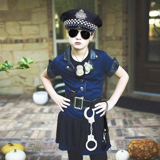 Police Accessories Kit Police Pretend Play Toys Set Hat Handcuffs Officer Costume for Halloween costume Accessories