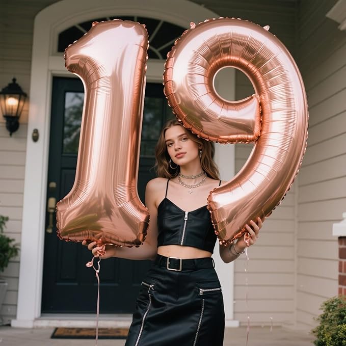 Rose Gold Number 9 Balloon 40 Inch 9 Number Balloons Giant Nine Years Old Foil Mylar Helium Large Digital Balloon Champagne Gold Birthday Numbers 19 29 90 Anniversary Events Party Decorations Supplies