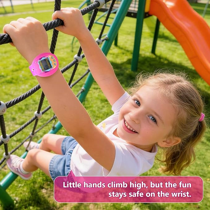 Soft Silicone Wristband for Tamagotchi Original, for Gen 1/2, Neon, Retro Flowers, 90s, Fresh Strawberry, Adjustable Anti-Drop Strap for Kids, Teens, Adults, Parents & 90s Nostalgia Lovers (Rose Red)