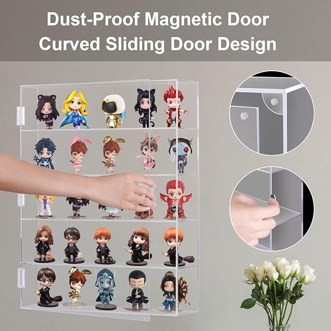 5 Tiers Acrylic Dust-Proof Display Cabinet for Mini Funko Pop Figures, Clear Wall Mounted or Desktop Action Figure Display Case for Collectibles