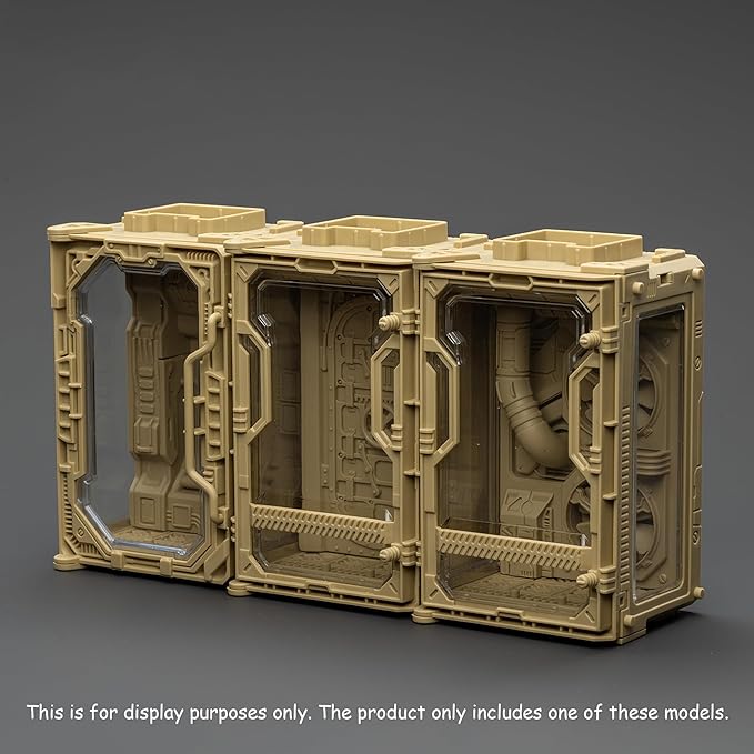 JOYTOY 5'' Display Box,Action Figures Display Case - Individual Soldier Hangar Display Case - Ash Yellow A - Dustproof Collectibles Box Ages 15+