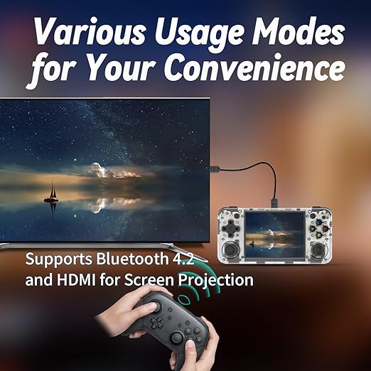 RG35XX H Linux Retro Handheld Game Console 35xx H with a 64G Card Pre-Loaded 5570 Games,RG35XXH 3.5'' IPS Screen Supports 5G WiFi Bluetooth HDMI and TV Output