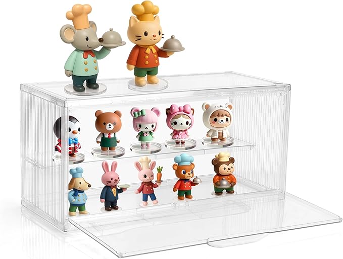 Acrylic Display Case, 2 Layer Adjustable Figure Display Case, Acrylic Display Box with Magnetic Door for Collectibles Action Figure |14.5 x 7.2 x6.3inches (1, 14.5 x 7.2 x6.3inches)