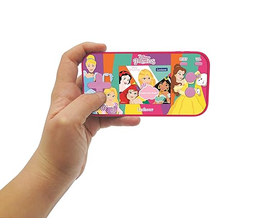 Lexibook Disney Princess Cinderella Ariel Rapunzel Compact Cyber Arcade® Portable Gaming Console, 150 Games, LCD Colour Screen, operates with Batteries, Pink, JL2367DP