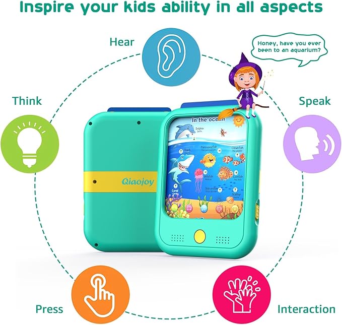 Kids Learning Tablet Educational Learning Pad for Toddlers 2-5 to Learn Alphabets, Numbers, Foods, Time, Music, Vehicles, Tablet Toy for Toddlers Ages 2 3 4 5 6 Years Old