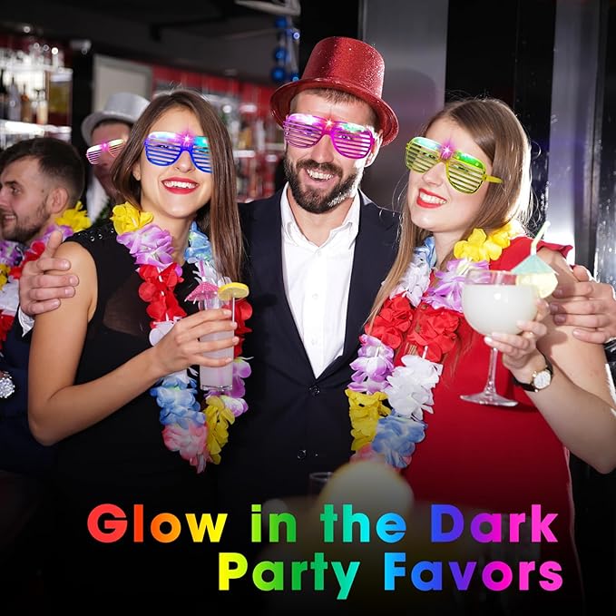 Honoson 120 Pcs LED Glasses Light Up Glasses Glow in the Dark Party Supplies Glow Sticks Sunglasses Neon Favors for Adult Wedding Birthday Rave Carnival (10 Color)