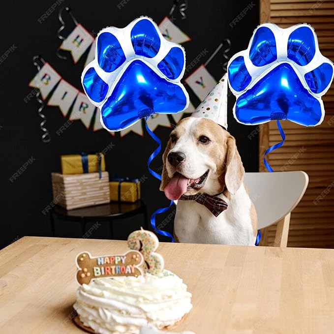 Blue Dog Paw Print Party Balloons Decorations 2Pcs Dog Paw Shaped Foil Balloons for Pets Party Kids Birthday Baby Shower Decorations
