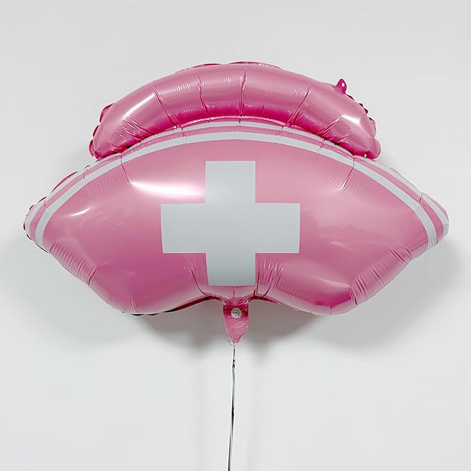 3Pcs Pink Nurse Cap Balloons/Nurse Party Decorations/Nurse Graduation Decorations/Nursing Graduation Party Supplies/Nursing School Graduation Party Decoration/Nurse Balloons