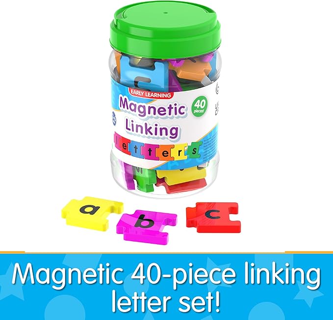 The Learning Journey Magnetic Linking Letters | Set of 40 Colorful ABC Magnets | Lowercase Letters | Fridge Magnets for Toddlers 3+ | Alphabet Letters for Kids Spelling and Learning