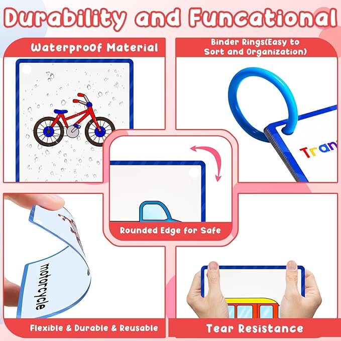 Learning Flashcards Transportation, 18 Different Transportations Educational Cards, Social Learning Card for Kids