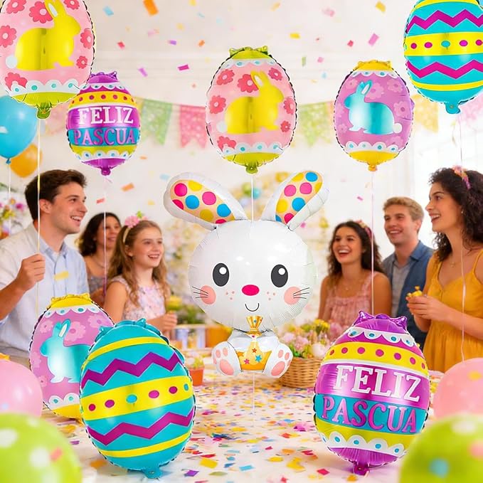 Easter Egg Balloons Easter Balloons Easter Bunny Balloons for Party Decorations Supplies and Holiday Celebration