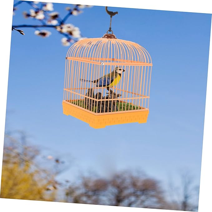 Electric Chirping Bird Toy Cage Sound Activated Interactive Motion Realistic Chirping Sounds Compact Design for Boys and Girls Adults Decorative Birdcage Toy