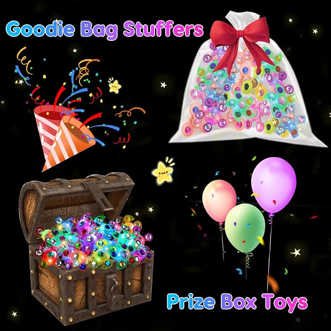 24PCS LED Light Up Fidget Spinner Rings Glow Party Favors Bulk for Kids 4-8 8-12 Easter Egg Fillers Goodie Treat Bags Stuffers Pinata Carnival Prizes Classroom Treasure Box Toys Birthday Return Gifts