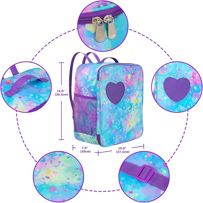 18 Inch Doll Carrier Backpack - Blue and Purple Tie-Dye Style Travel Set with Accessories