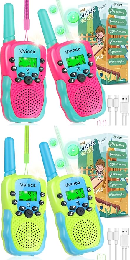 Vvinca Walkie Talkies for Kids Rechargeable Toys for Ages 5-7