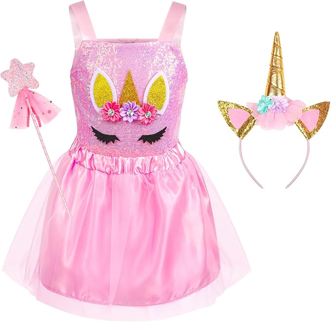 Jeowoqao Toddler Girls Dress up Costumes, Princess Dress Up Clothes for Little Girls, Kids Dress Up Pretend Play Set with Supergirl Princess Costumes Toy Gift for Girls Ages 3 4 5 6 Years