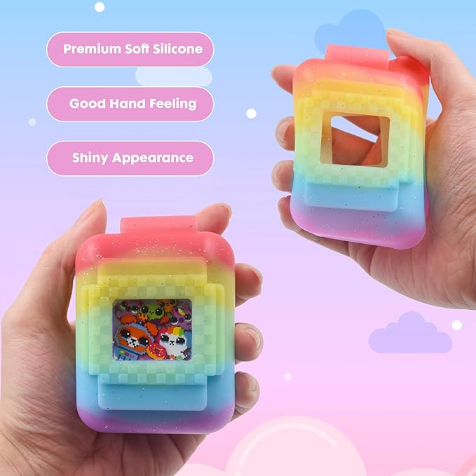 Silicone Cover Case for Bitzee Interactive Toy Digital Pet with Lanyard, Protective Case Holder Skin for Bitzee Virtual Electronic Pets for Girls & Boys (Colorful)