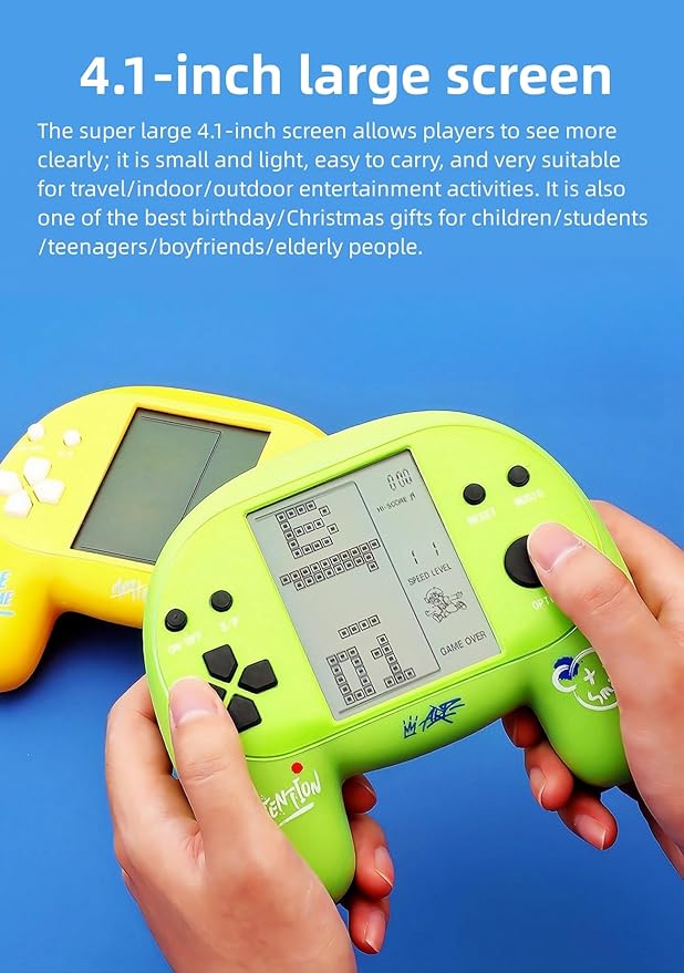 JXD Handle Brick Game Console 4.1Inch Great Grip Feeling 2574 in 1 Retro Puzzle Block Games Handheld Game Player for Travel/Indoor/Outdoor Children/Students/Teens/Birthday (Black)