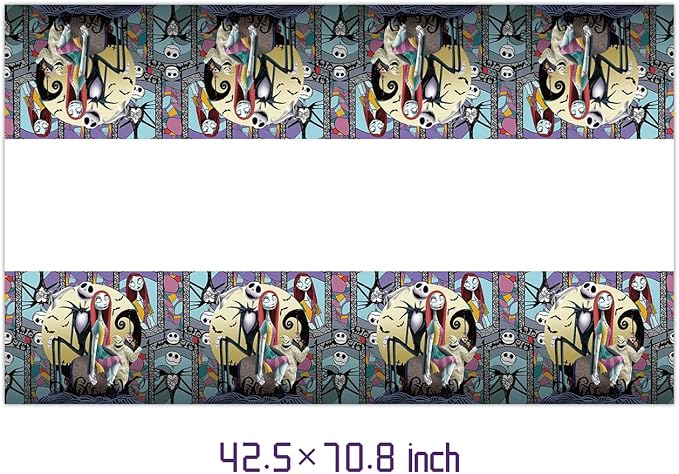 2Pcs The Nightmare Before Christmas Tablecloth Disposable Tablecover Birthday Party Supplies and Decorations for Kid Boy Baby Shower Rectangle Tables 70.8"X542.5"