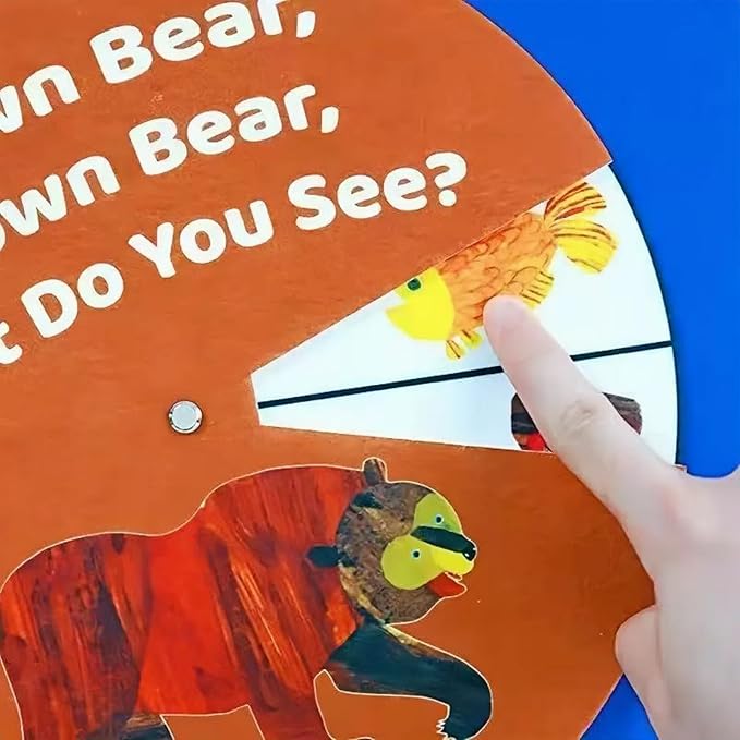 Brown Bear Felt Story Wheel Toy – Montessori Preschool Learning Board for Kids, Interactive Storytelling & Animal Recognition Toy for Early Education, Parent-Child Activities & Classroom Circle Time
