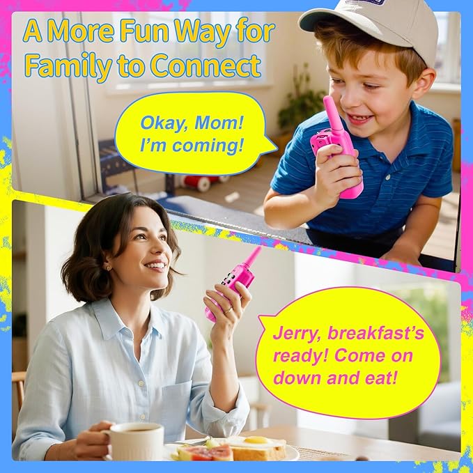 Walkie Talkies for Kids Toys, Easter Basket Stuffers for Girls Ages 4-6, Pink Walkie Talkie with 3 Miles Range for Outdoor & Camping, Birthday Gifts for Girls 3 4 5 6 7 8 9, Ages 6-8