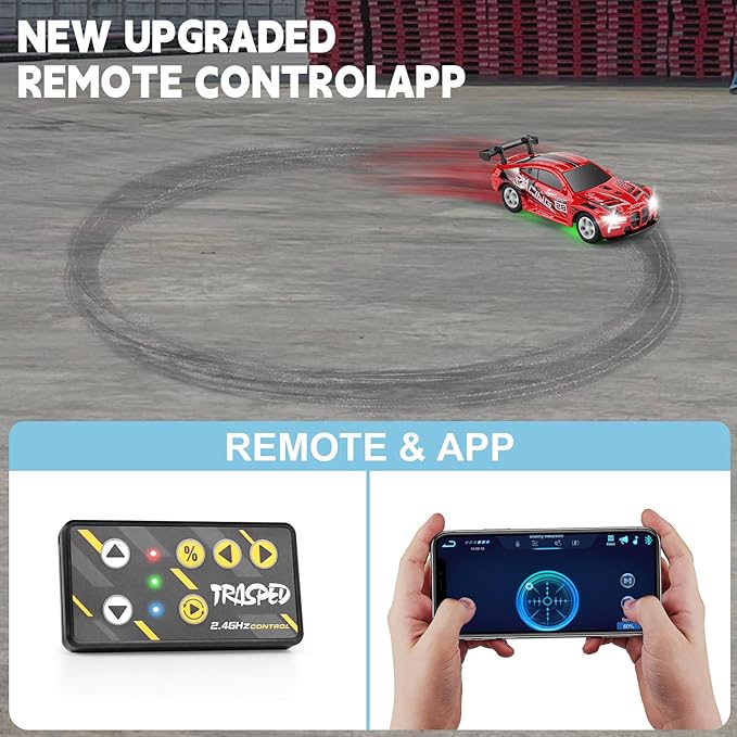SASBSC Mini RC Toy Cars for Boys Kids Adults, 2.4GHz APP Remote Control Car with Lights and 3 Speed Modes, 1/64 Race Toy Car Rechargeable for Boys Ages 5-7 8-12,Birthday Gifts for Kids