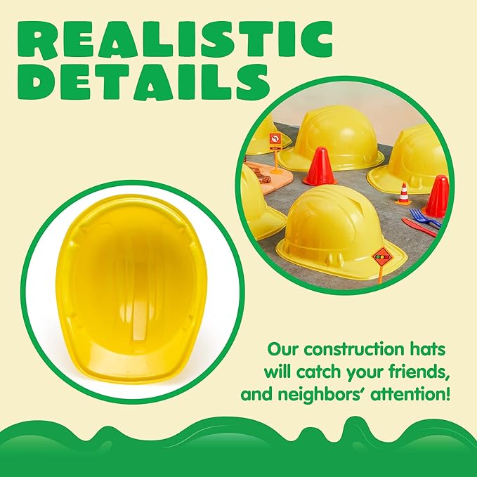 JOYIN 24 Pcs Toy Construction Hard Hats, Soft Plastic Yellow Kids Party Hat, Birthday for Construction Birthday Party, Children’s Engineer,Building Dress Up Hats, Theme Party Favors
