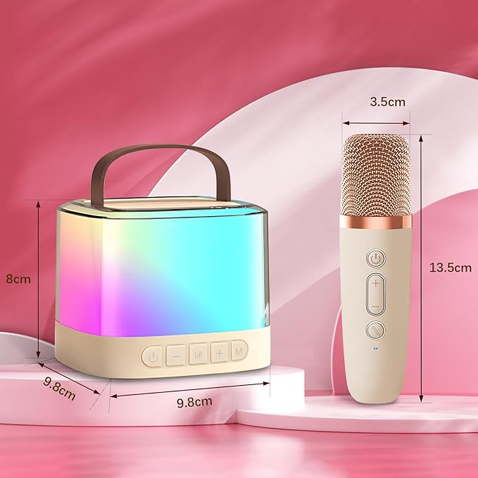 Karaoke Machine for Kids Portable Speaker with Wireless Microphone for Illusionary Flowing Light,Karaoke Toys Gifts for Girls & Boys Ages 4-12 +Year Old Birthday Party